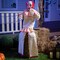 Halloween Animatronics Sitting Clown with Light-Up Eyes, Creepy Sound and Moving Arms & Head, Sound Activated Animated Halloween Decorations for Indoor Haunted House Decor Outdoor Yard Lawn